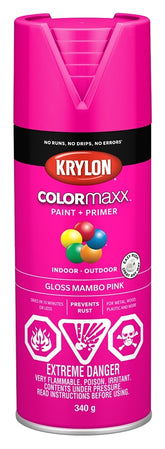 Krylon 455280007 Enamel Spray Paint, Gloss, Mambo Pink, 12 oz, Can